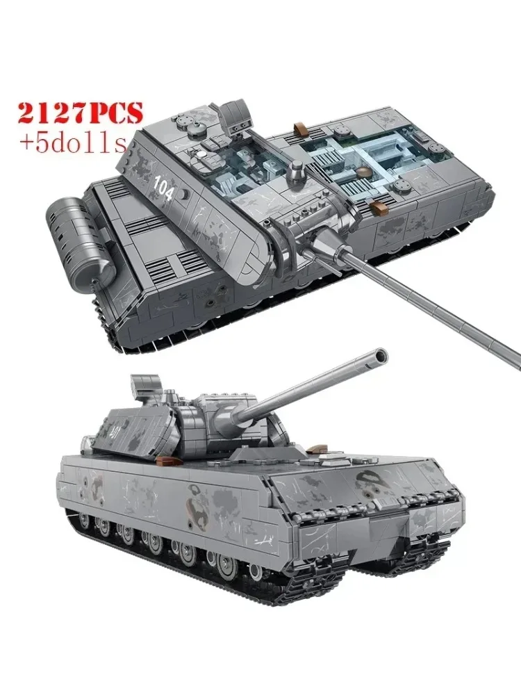 Military Heavy Tank Panzer VIII Maus Building Blocks German WW2 Soldier Police Army Weapons Bricks Children Toy Gifts for Adults