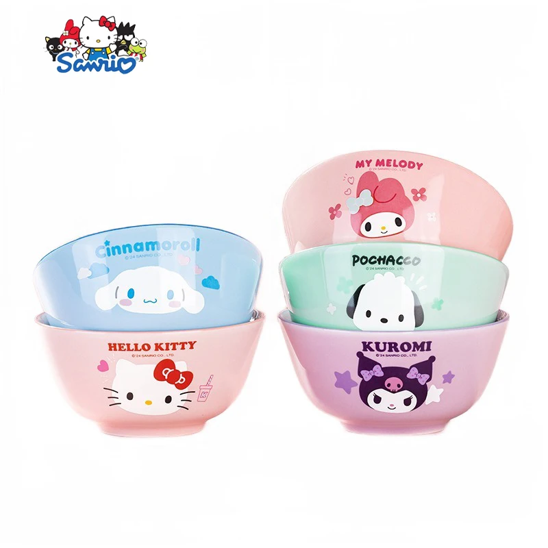 

4.5Inch Sanrio Children Ceramic Bowl Kuromi Kawaii My Melody Cartoon Office Student Cute Noodle Bowl Tableware Toys Gifts Gifts