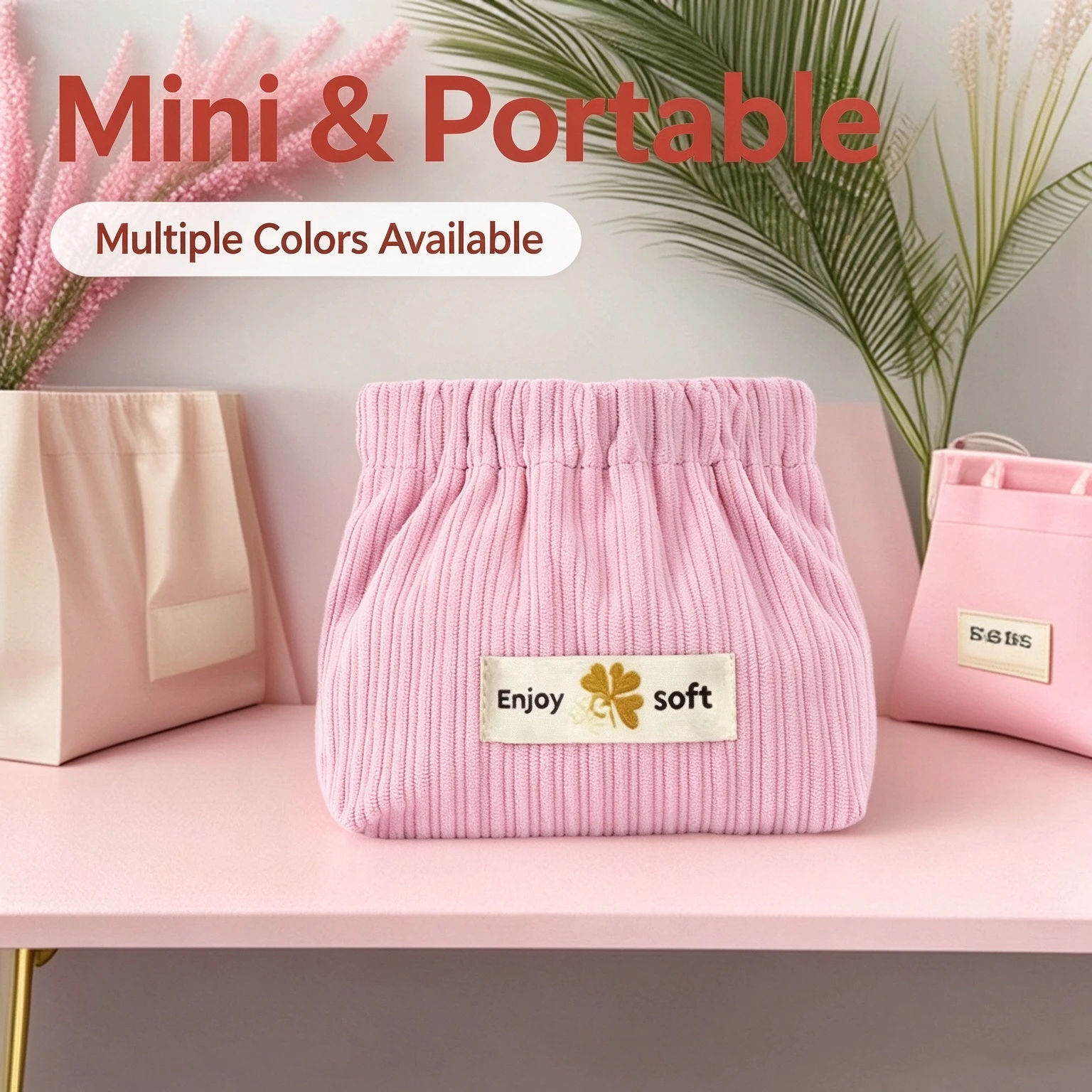 Corduroy Bullet Bag, Zero Wallet, Portable Mini Coin Wallet, Wireless Earplugs, Lipstick Storage Bag