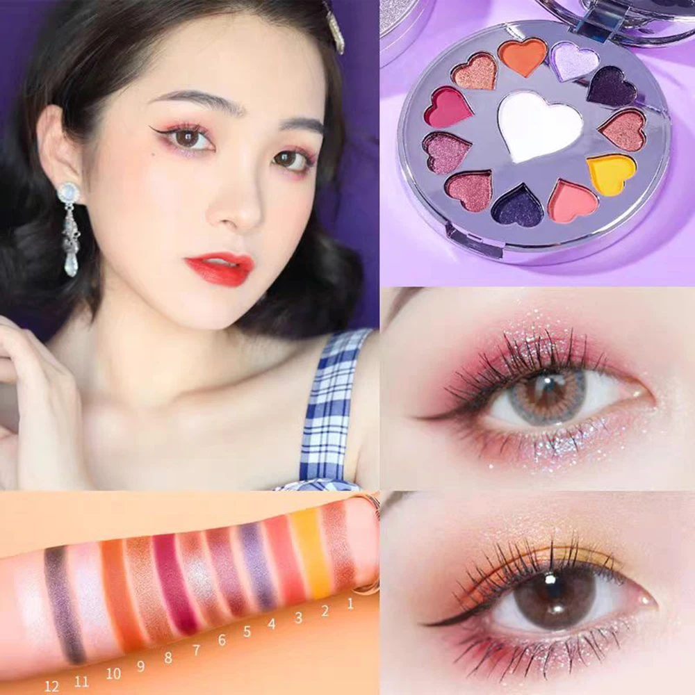 Highlighter makeup products Velvet Lipstick Valentine's Day Gift 12 Colors Matte Eyeshadow Palette Mascara Volume Eye Cosmetics