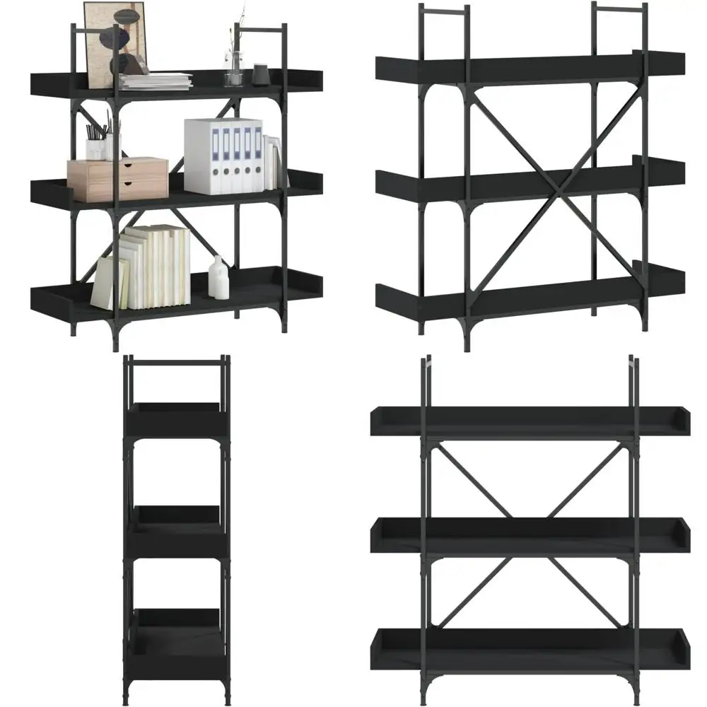 Bibliothèque étagère à livres à 3 niveaux, bibliothèque industrielle, présentoir, organisateur de rangement pour salon, chambre à coucher et bureau à domicile, B