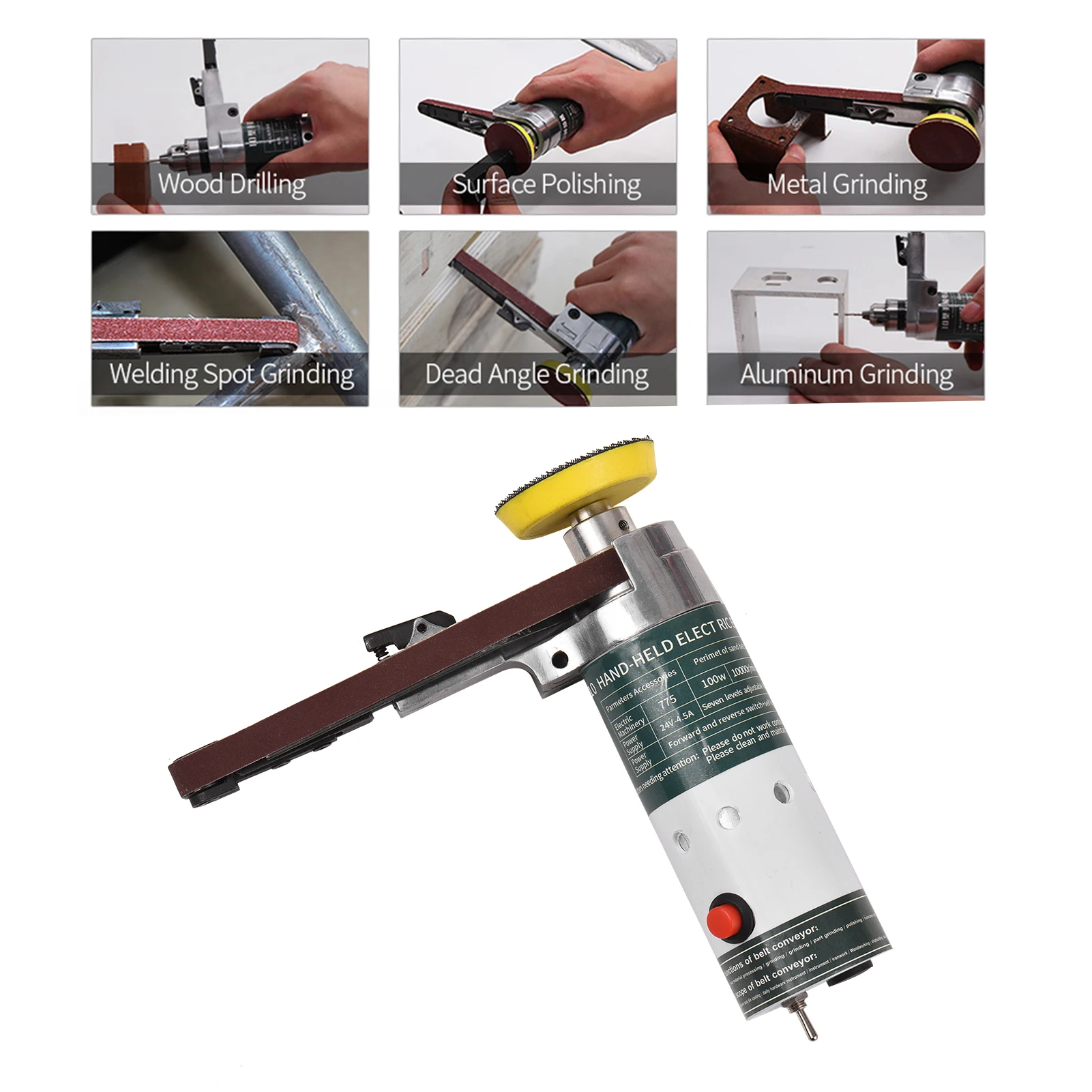 Angle Grinder Electric Belt Sander DIY Mini Grinder 10000/min Small Hand-held Machine With 9pcs Sanding Belt Woodworking