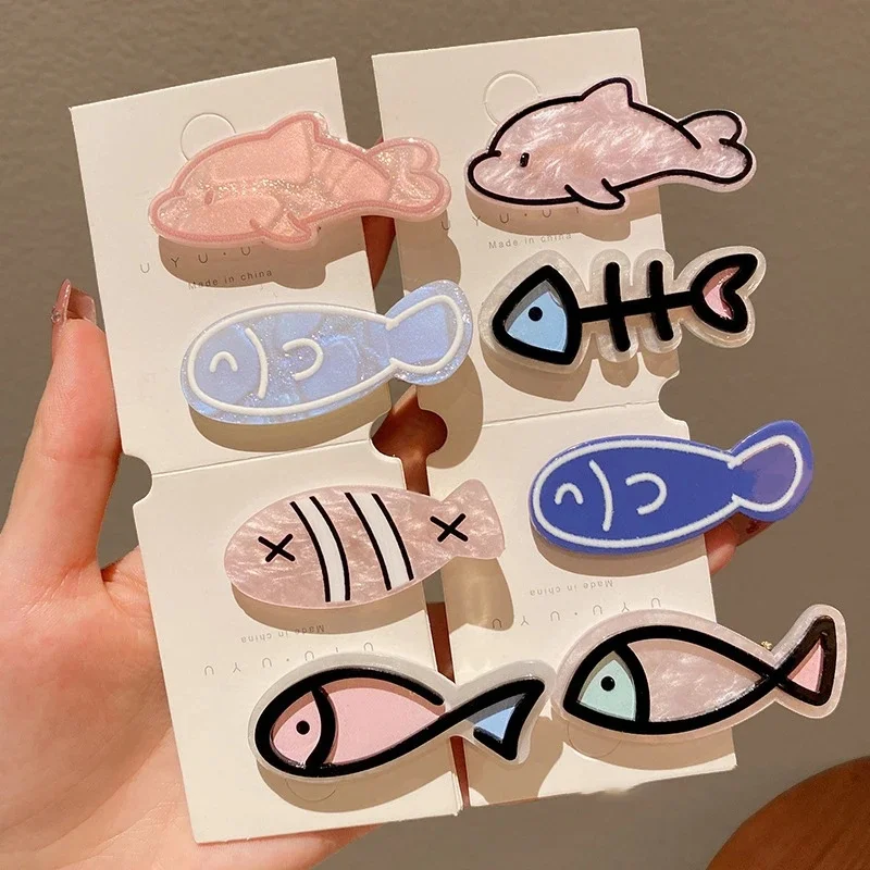 Japanese Cute Little Fish Bone Hairpin Girls' Bangs Clip Broken Hair Clip Student Original Fun Clip Hair Clips Headwear