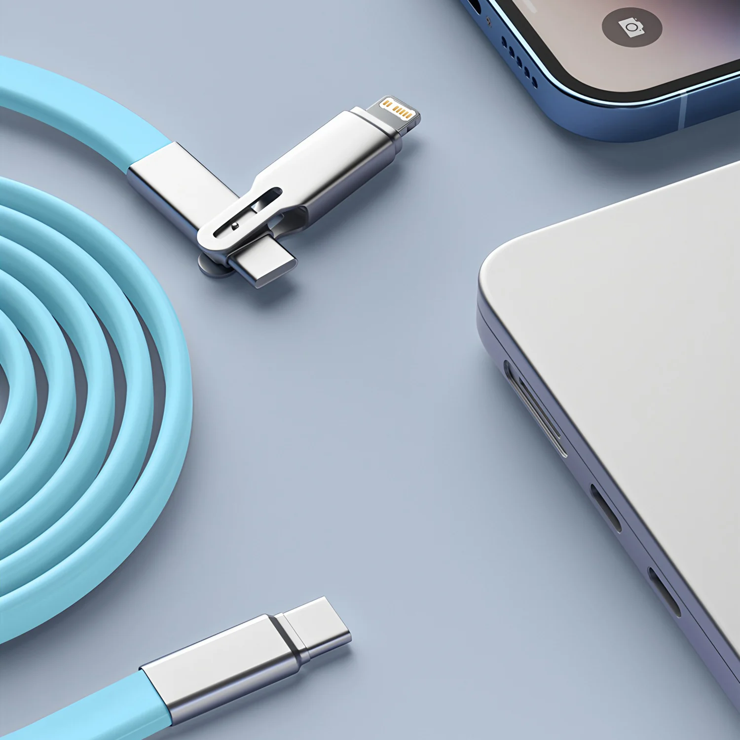 PD 240W 2 in 1 USB C Cable To Type C/IOS Fast Charging Cable For iPhone 16 15 14Pro Max iPad Samsung Xiaomi Huawei USB-C Cable