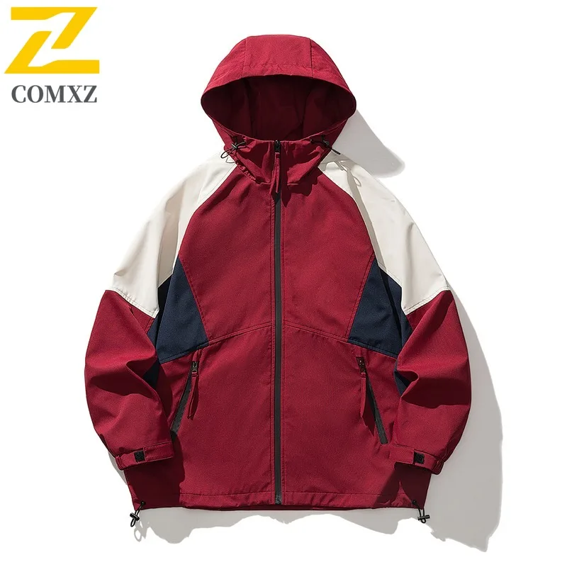 

Роскошная мужская куртка COMXZ 2025, повседневное ветрозащитное пальто с капюшоном для приключений, легкая осенняя ветровка для пешего туризма и путешествий