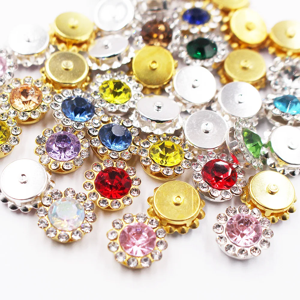 30-100 Stück Goldene Blumen-Krallen-Strass-Steine, Glitzer-Kristalle, Ziersteine, Perlen, zum Aufnähen auf Kleidung, für Bastelarbeiten, als Edelsteine für Kleidung