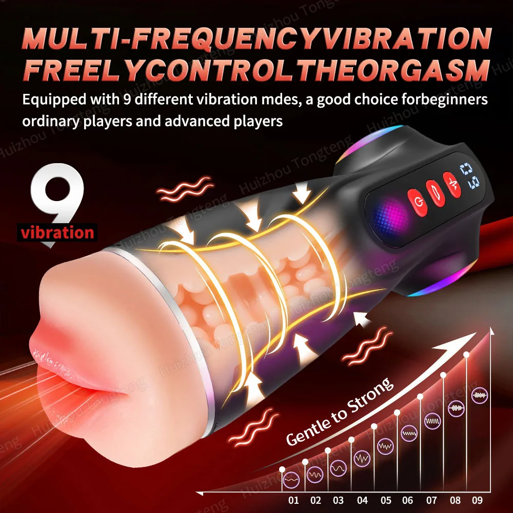 ماستر ذكر أوتوماتيكي مع التحكم في التطبيق 9 أوضاع مص تهتز للرجال ألعاب جنسية مضخة القضيب الكبار اللسان الضارب