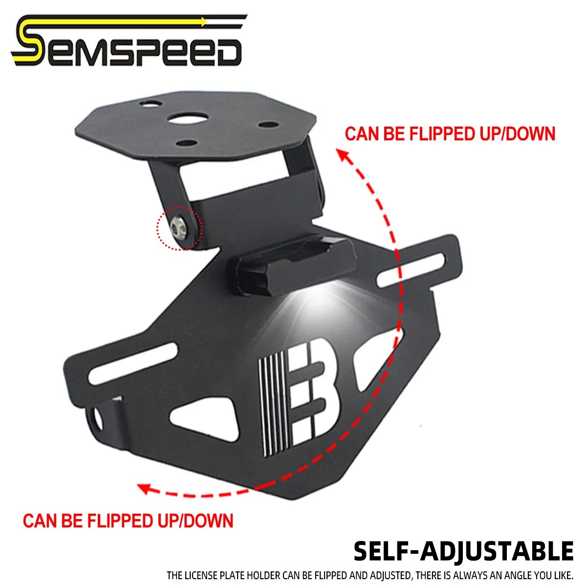 Semspeed For CFMOTO 450SR 2022 2023 Adjustable Fender Eliminator License Plate Holder Rear License Bracket w/ Turn Signal Light