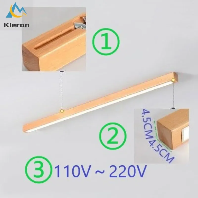 Imagem -05 - Simples e Moderno Tira Longa de Madeira Maciça Conduziu a Lâmpada do Teto Quarto Estudo Restaurante Hotel Lâmpada Cabeceira Sala Estar Decoração Teto Luz