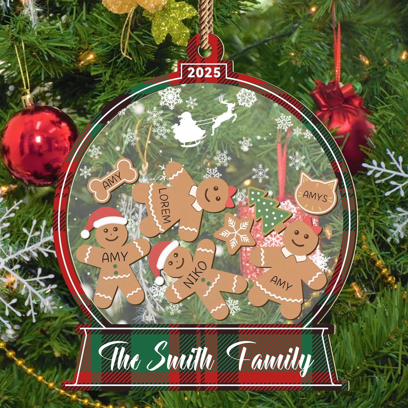 2025 Custom Christmas Ornament - Warm Family Gingerbread Decoration with Personalized Names, Perfect Christmas Gift