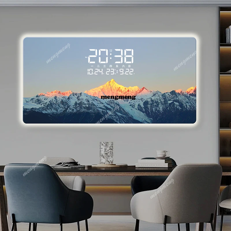 R Premium Glows Wall Clock Date Temperature Nordic Digital Decoration Wall Clock Bedroom Large Horloges Murales Living Room Deco