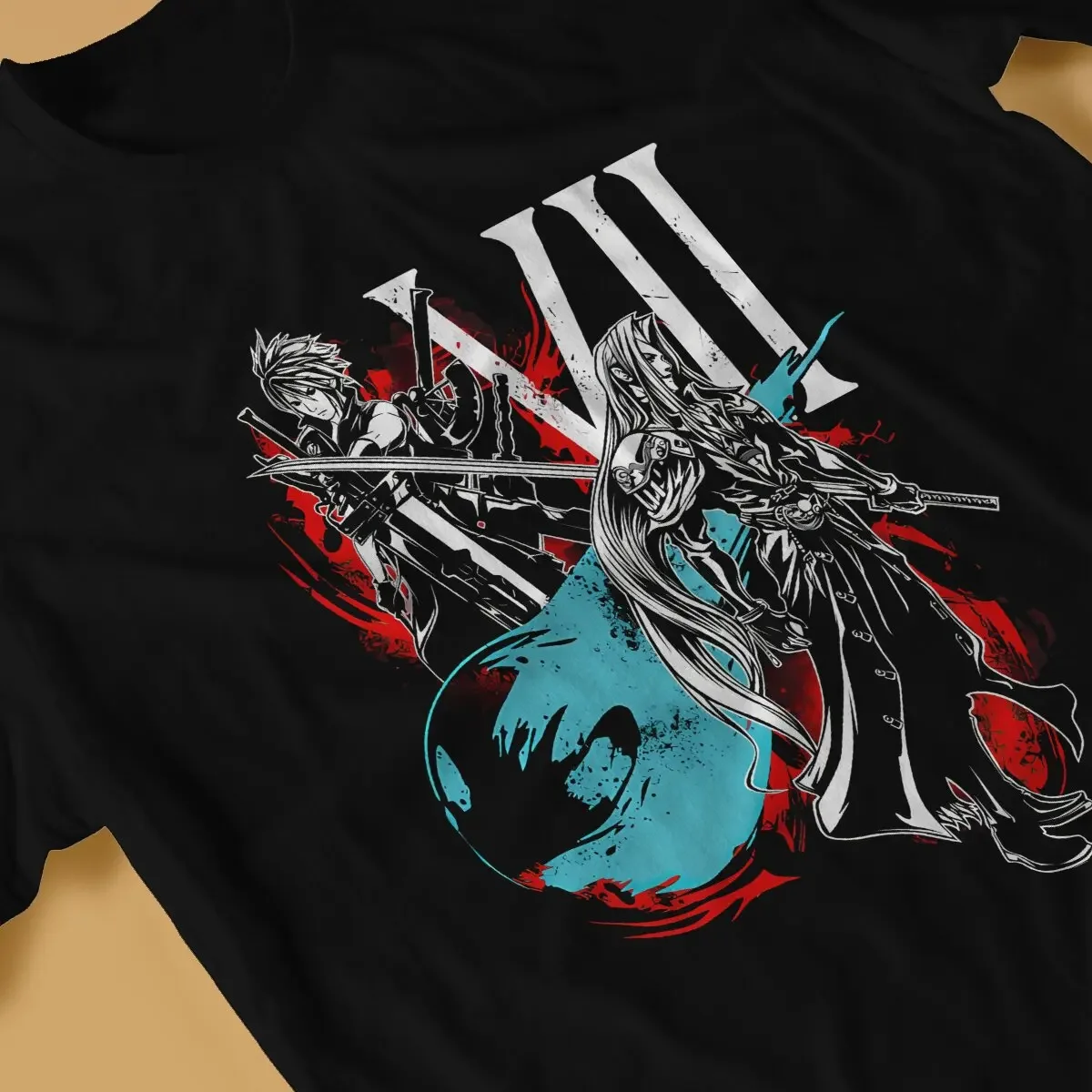 Men's T-Shirt VII Rivalry Vintage 100% Cotton Tees Short Sleeve Final Fantasy T Shirt Crewneck Tops Printed