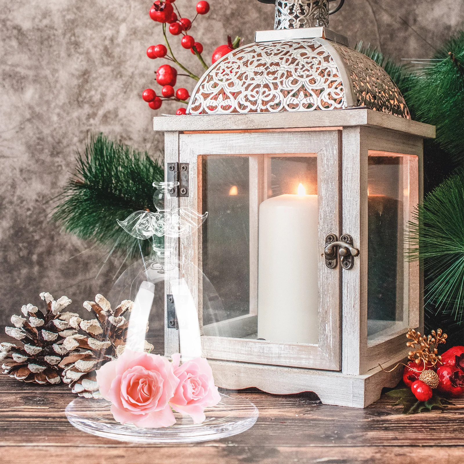 قبة زجاجية للزهور المحفوظة بتصميم الملاك، غطاء بلوم خالد، ديكور داخلي وخارجي أنيق، شاشة شفافة إبداعية #4