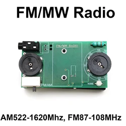 Modulo radio per cuffie digitale FM a onde medie MW AM Scheda radio per modulazione di frequenza FM 522-1620 Mhz 87-108 Mhz trasmette radio