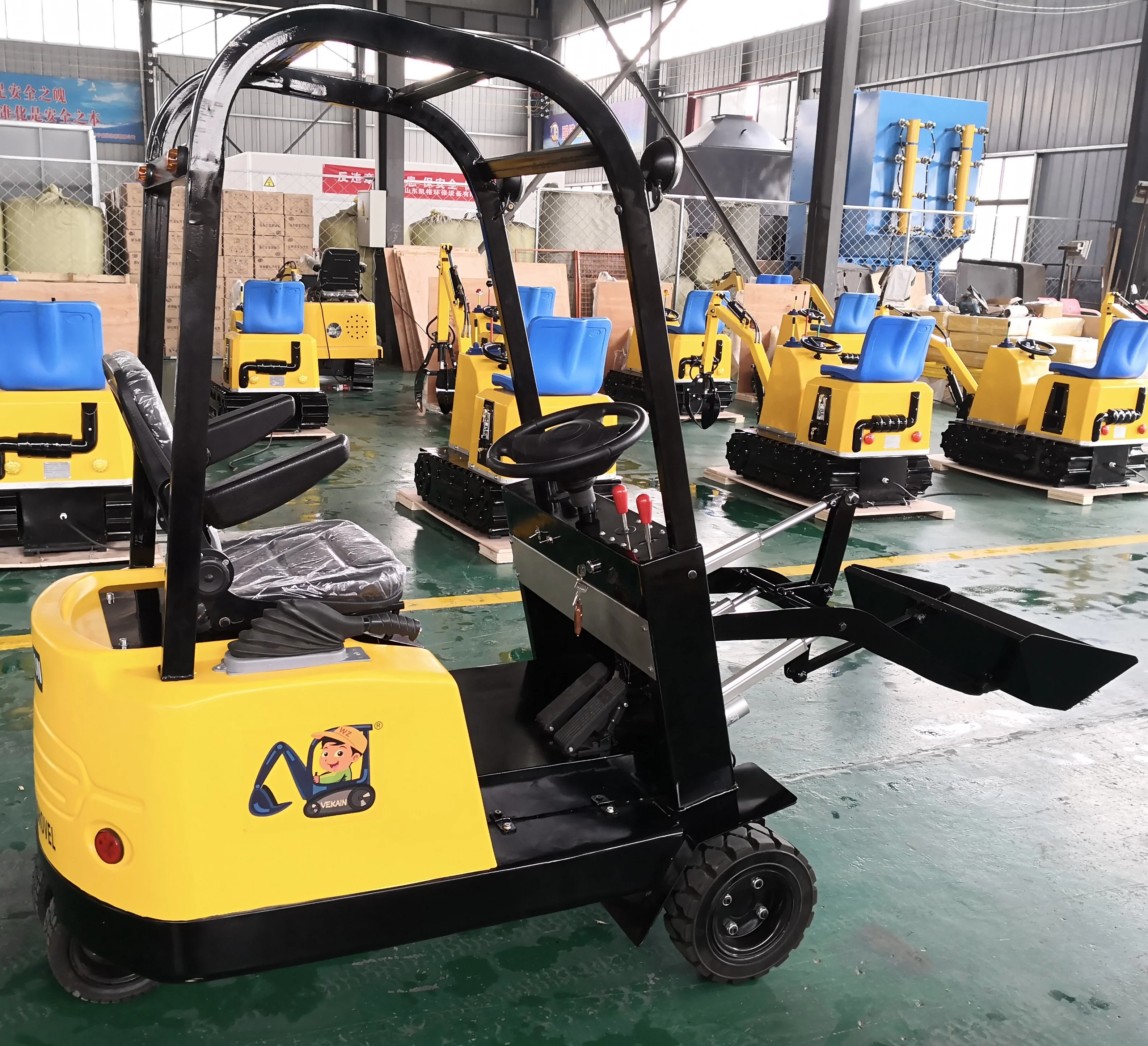 Wheel Loader Theme Park Coin-Operated Indoor/ Outdoor Construction Ride Rechargeable Cars Amusement Electric Loader For Kids