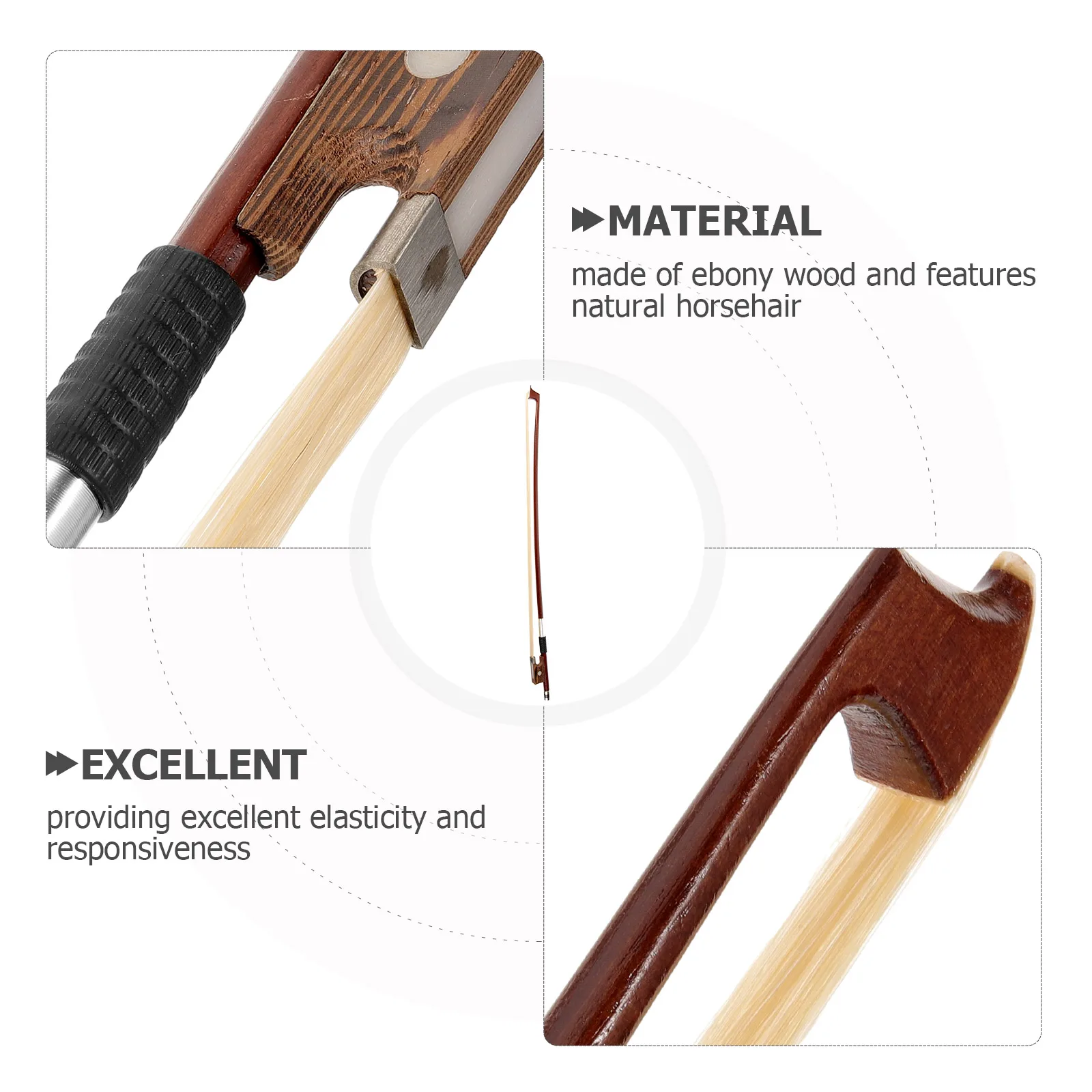 

Violin Bow 1 8 Size Horse Hair Ebony Wood Practice Bow for Students Musical Instrument Parts 51 5cm Beginner Violin Accessory