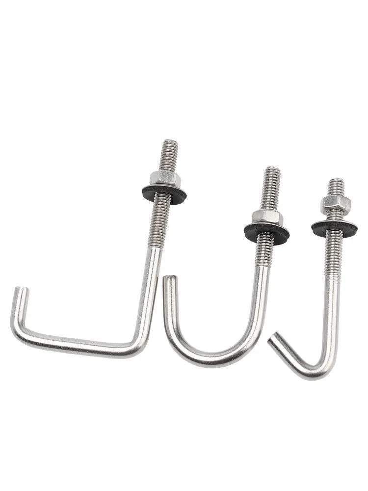 5Sets M5 M6 304 Stainless Steel Straight Angle Round Square L Tilting Hook Bolts Set Screws with Hex Nuts and Washers