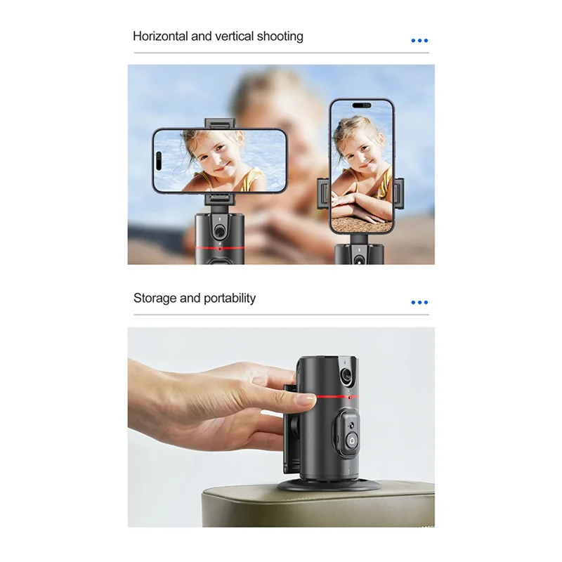 360 °   مثبت Gimbal لسطح المكتب AI تتبع تلقائي Gimbal مع مصراع التحكم عن بعد + ملء الضوء لمثبت الهاتف الذكي متين