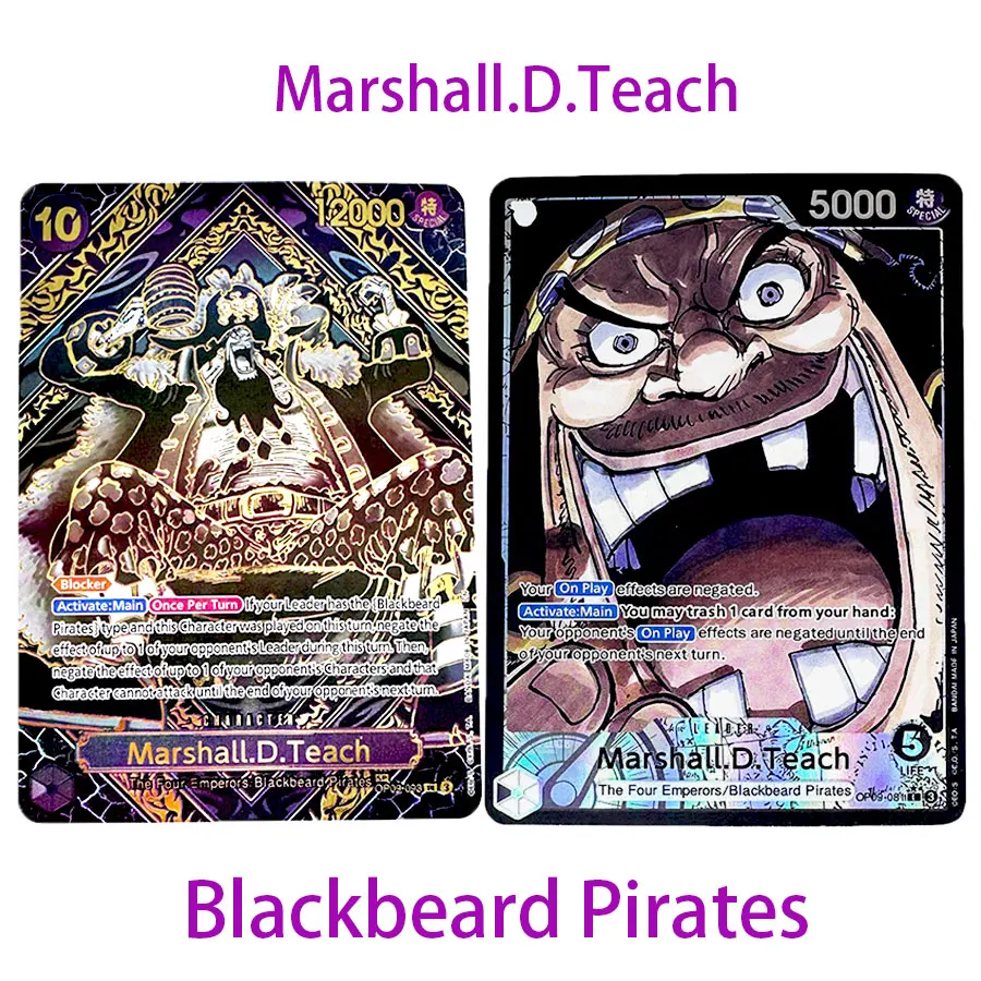 One Piece TCG Marshall D Teach Blackbeard 2pcs OP09 Leader SEC SR Alternate Art Holo Foil Collectible Card Proxy Cards
