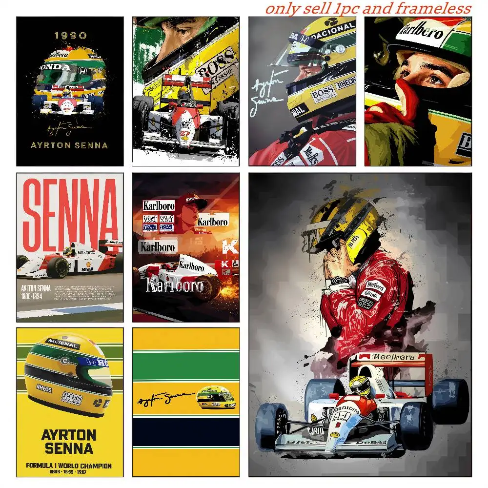 F1 Ayrton Senna Calligraphy-Style Canvas Art – Wrinkle-Resistant, Waterproof, and Durable Wall Decor Suitable for Various Spaces