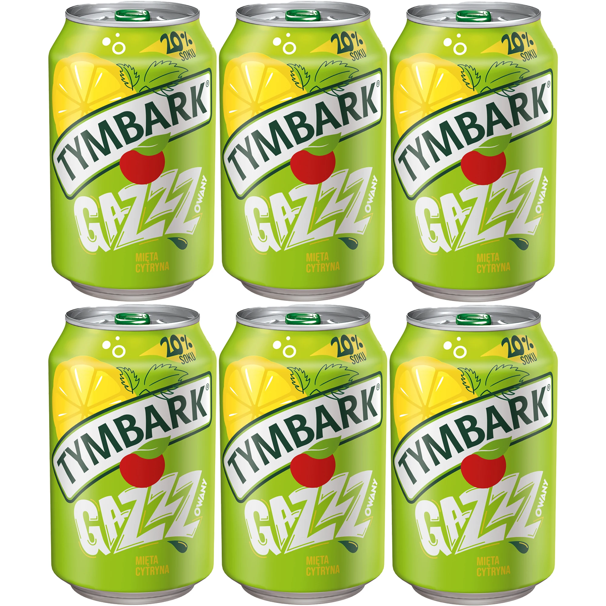 Tymbark Lemon mint flavored carbonated drink 330ml x 6 pieces