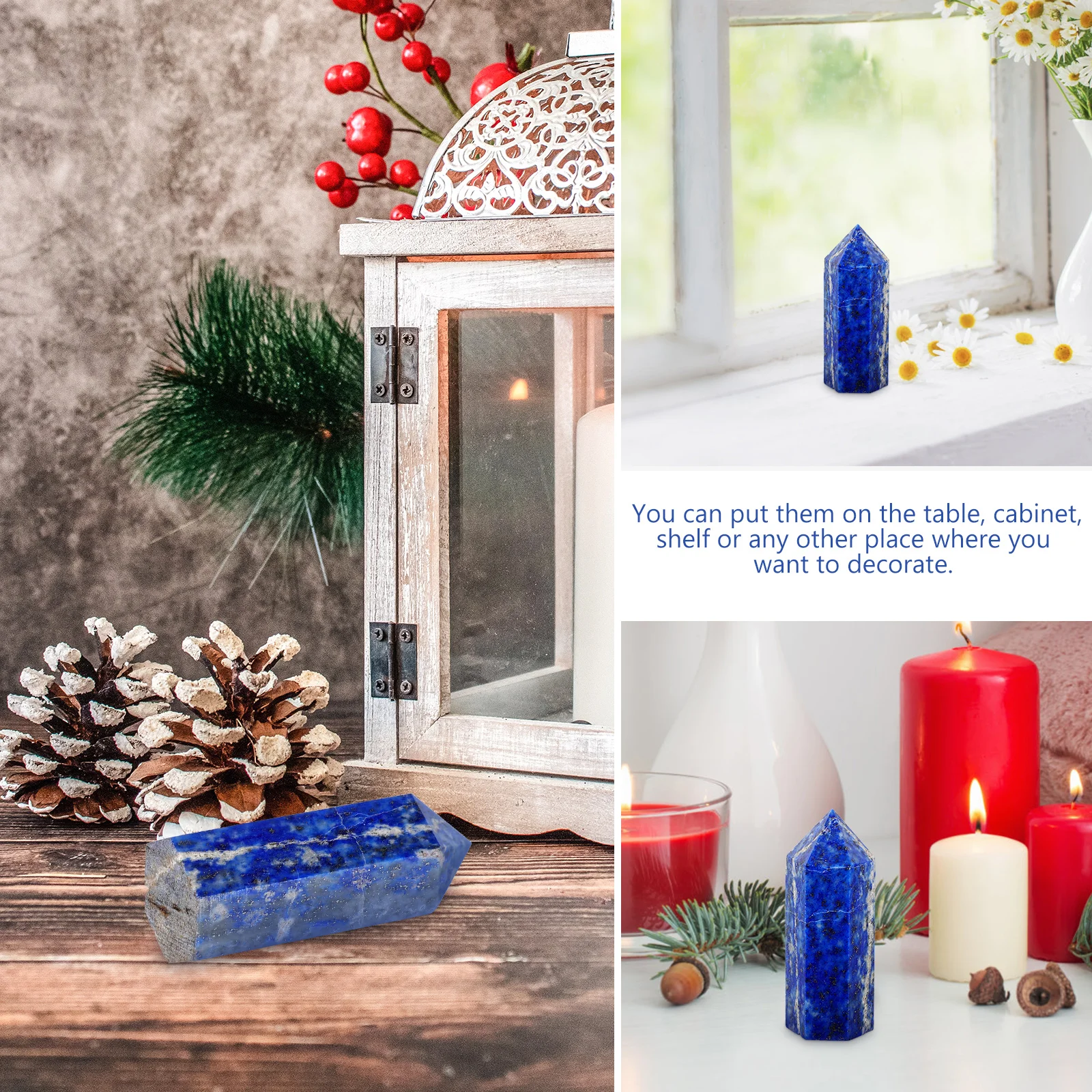 

Hexagonal Crystal Column Decor Statue Natural Stone Decoration Home Office Tabletop Pillar Craft Gift Wall Decor