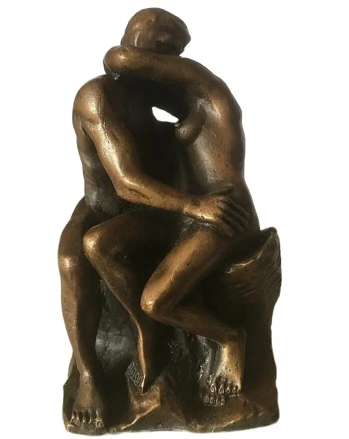 

12CM Western Art sculpture Bronze Men Women spouse kiss Statue