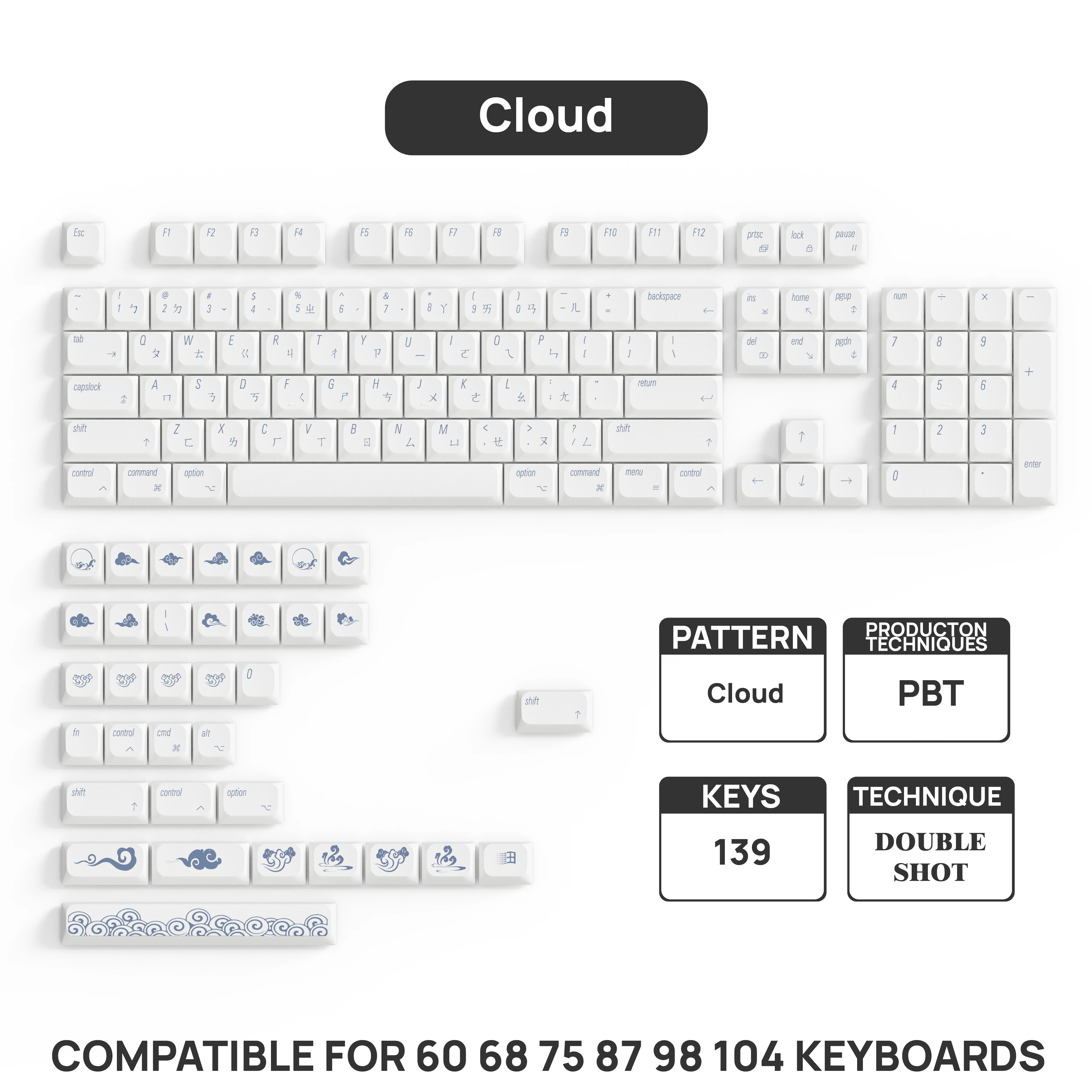 

Ультратонкий низкий колпачок для клавиш из ПБТ, горячая сублимация, национальный стиль, Тайвань, фонетический K3, благородный Сяошун