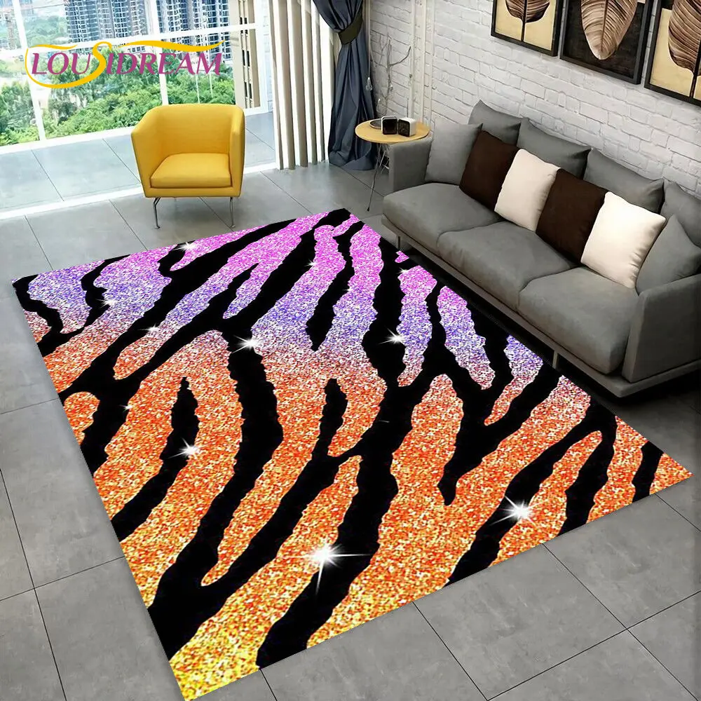 3D Colorful Zebra Pattern Area Rug,Carpet Rug for Living Room Bedroom Sofa Office Doormat Decoration, Kids Non-slip Floor Mat