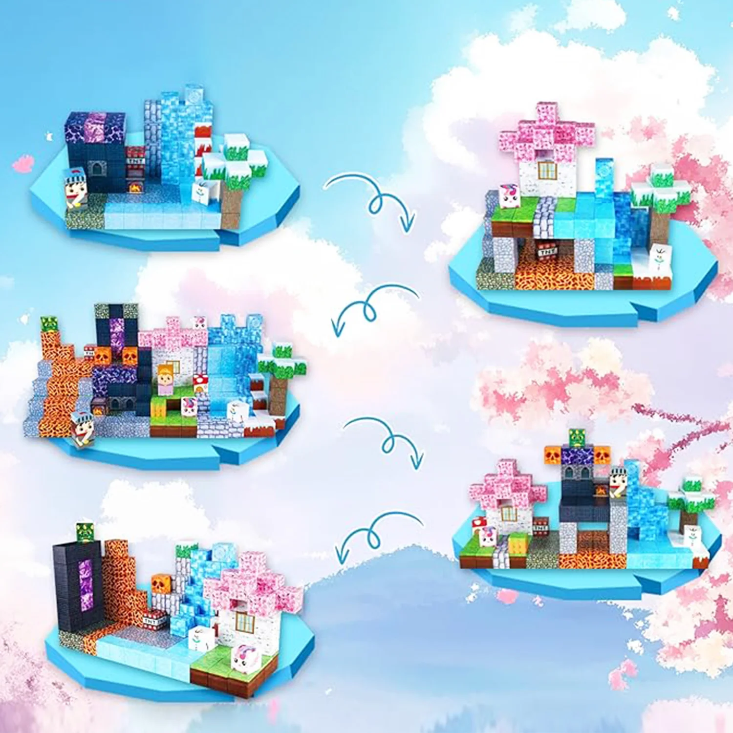 Magnetische Bausteine für Kinder, Spielzeug, STEM MONTESSORIES CUBE Dream World Kreativität, architektonisches Gebäudeset, Puzzle-Geschenke