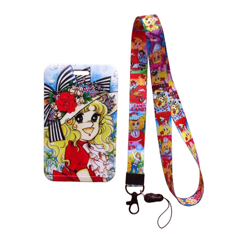 Girl Candy Lanyards Keychain ID Name Card Holder Cartoon Credit Card Cover Gift Card Protection