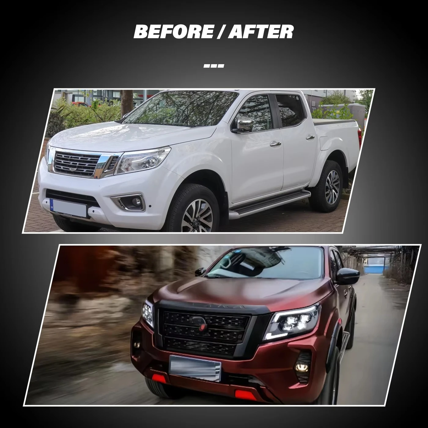 Navara NP300 Headlights LED Assembly For Nissan Frontier D23 PRO-4X 2014-2024+ Halogen To Quad Projector Upgrade Plug-N-Play