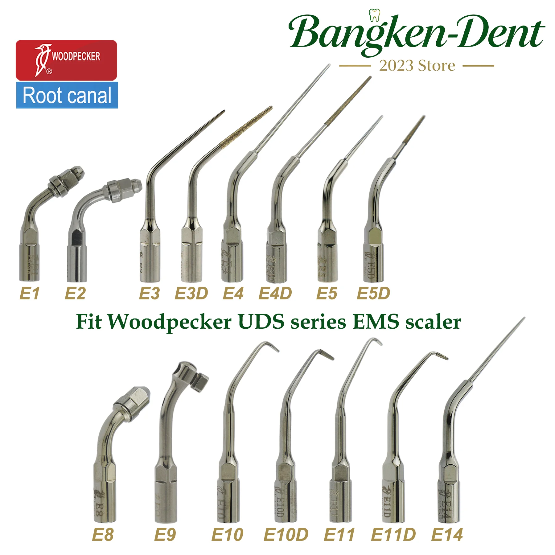 Woodpecker Dental Ultrasonic Scaler Tips E Series Endo Scaling Tips Compatible with EMS UDS Ultrasonic Scaler Handpiece