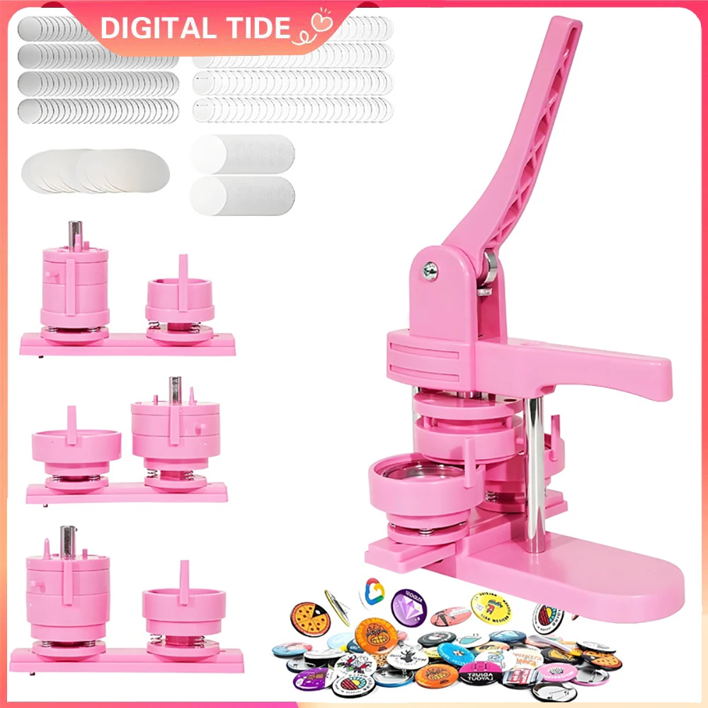

Button Maker 32/44/58 Pin Maker with Button Parts Ergonomic Arc Handle Punch Press Kit Button Maker Machine