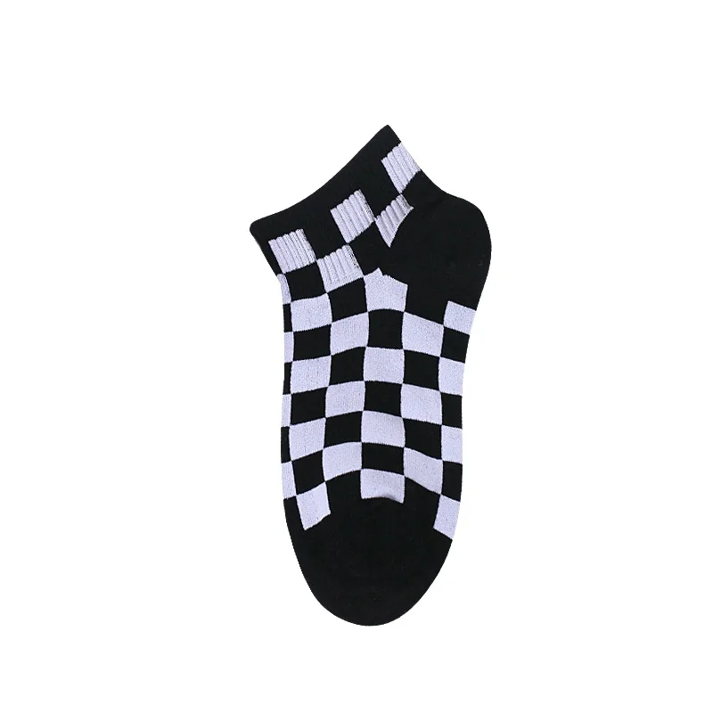 Funky Harajuku Women Checkerboard Socks Geometric Checkered Low Tube Short Hip Hop Cotton Streetwear Crew Ankle Socks Girls Sox