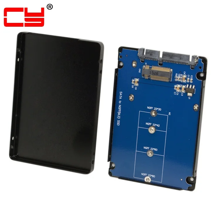 Cablecc 2 B+M Key M.2 NGFF to 2.5 SATA SATA Metal Case Adapter Card With Enclosure Black