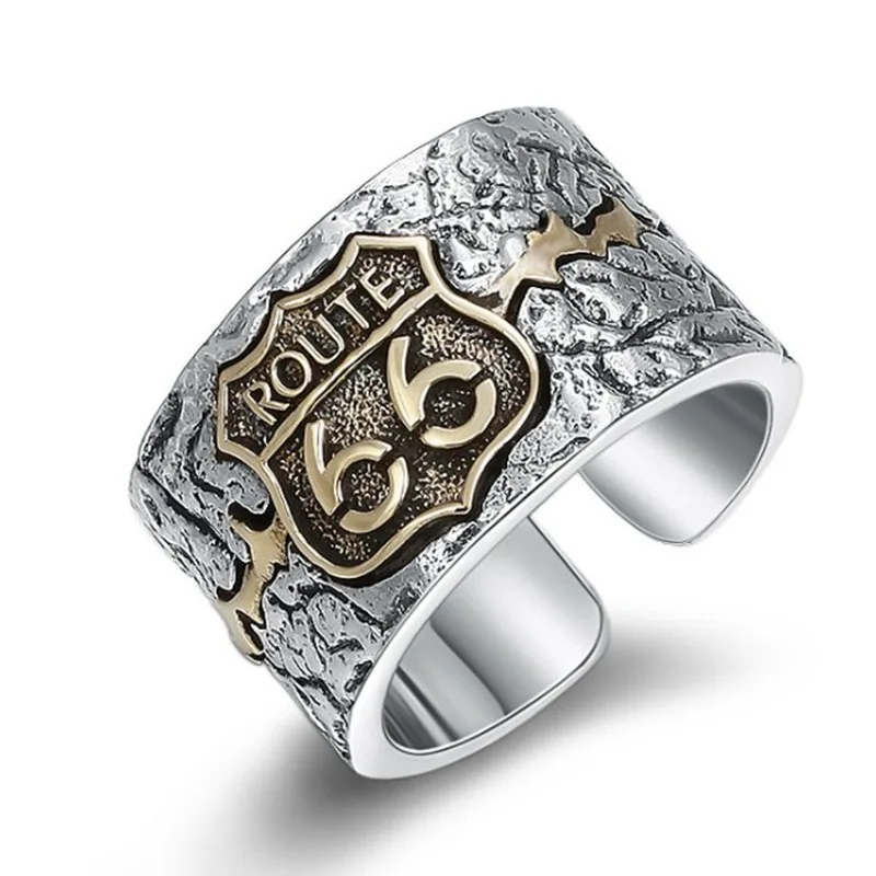 Chiba Punk Style Ring Men Route 66 Ring Men European And American High Street Retro Personality