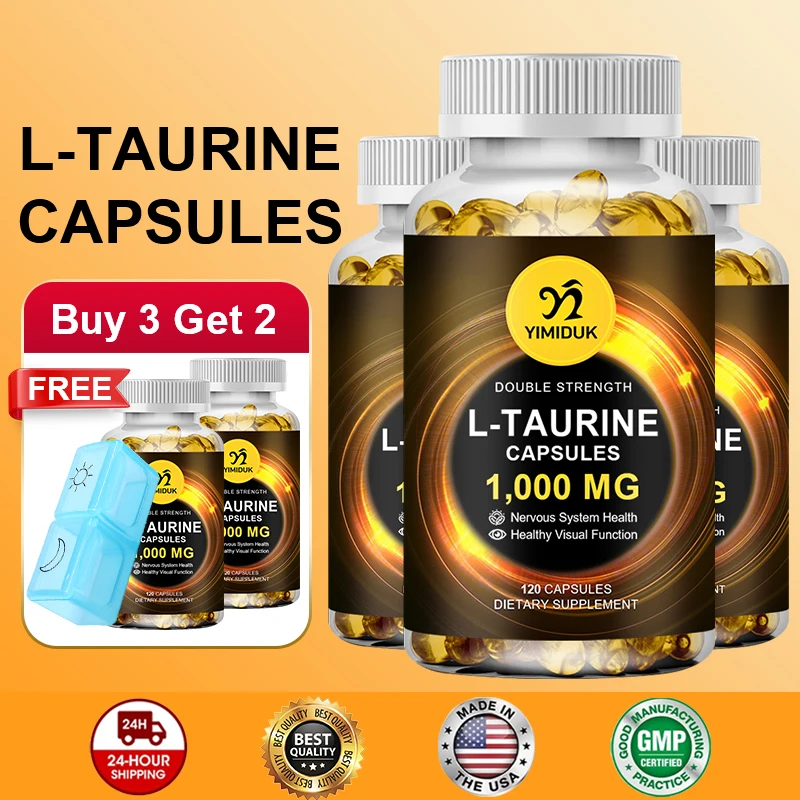 

YIMIDUK L-Taurine Capsules, Supports Nervous System Health, Healthy Visual Function, Energy Boost & Mental Focus for Men & Women