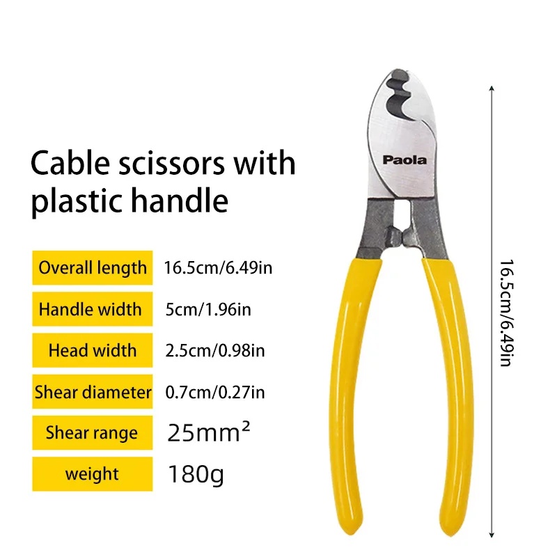 Plastic handle cable cutter 165mm stripping pliers