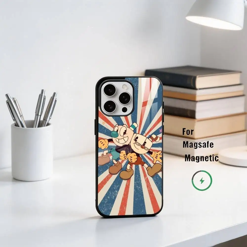 Funny and quirky C-Cuphead Phone Case For iPhone17,16,15,14,13,12,11 Plus,Pro Magnetic with Magsafe Wireless Charging