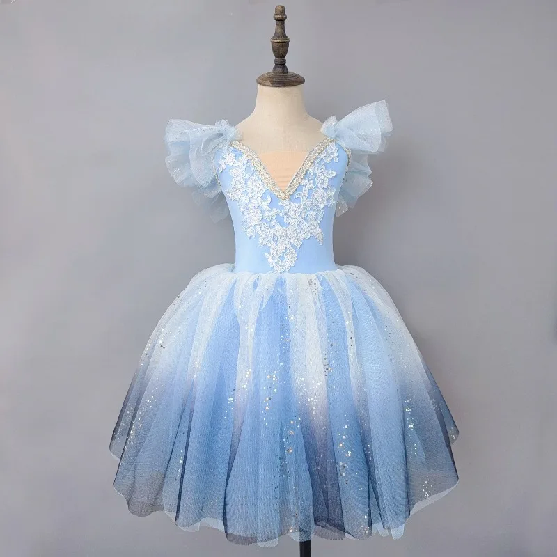 Blue Ballet Performance Tutu Dress Girls Dance Wear Outfit Children Stage Clothing Fashion Ballet Dresses Princess Vestido Kids image 6