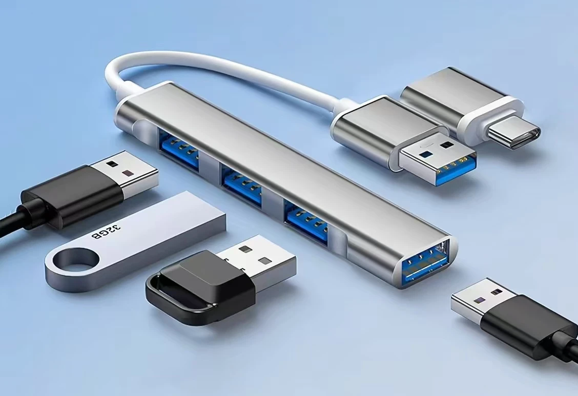 4 Port Type C Multi Splitter USB Hub Adapter OTG for Laptop PC Computer Outdoor Field Work Mobile Printer Scanner Tool Gear