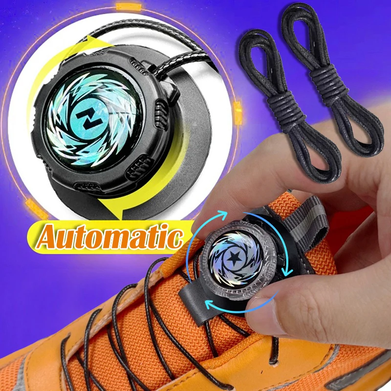 1PAIRS Automatic Shoelaces Without ties Swivel Buckle Elastic Laces Sneakers Adult Kids No Tie Shoe laces Thick Round Shoelace