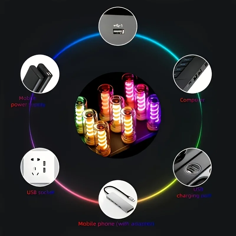 C5 شفافة الربيع اللمس عكس الضوء USB المزاج ليلة مصباح الرجعية نمط سيارة Led الإضاءة المحيطة السرير Usb أضواء ليلية المحيطة