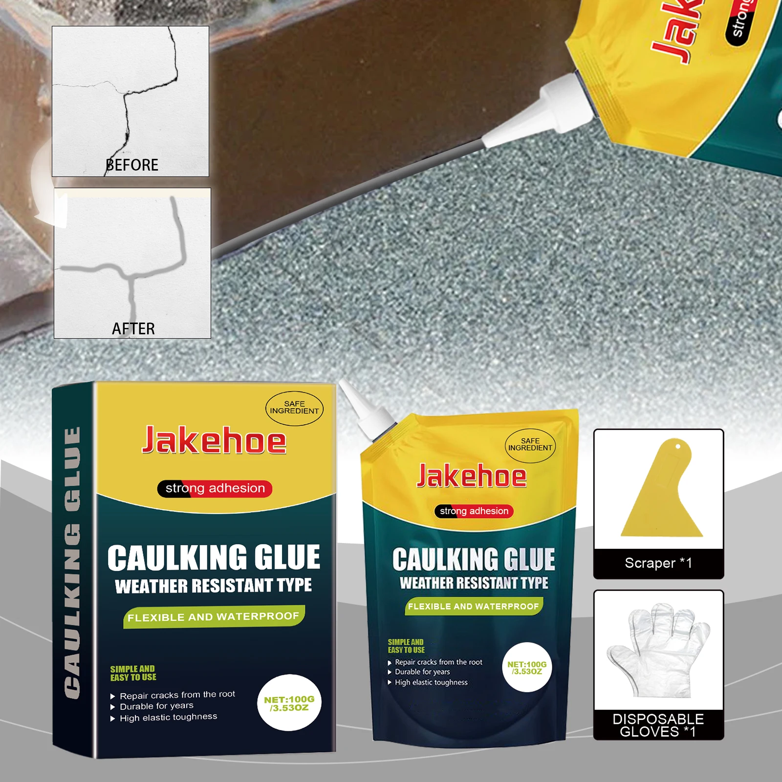Sellador de reparación impermeable para grietas de hormigón, adhesivo de reparación de huecos de mampostería para exteriores, grietas de suelo