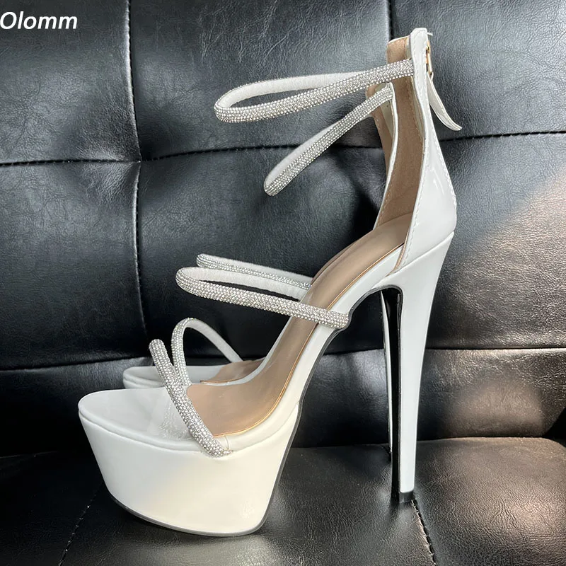 

Женские летние босоножки на платформе Olomm ручной работы, сексуальные туфли на шпильках с круглым носком, элегантные белые классические туфли, Женская обувь в американском стиле 5-20