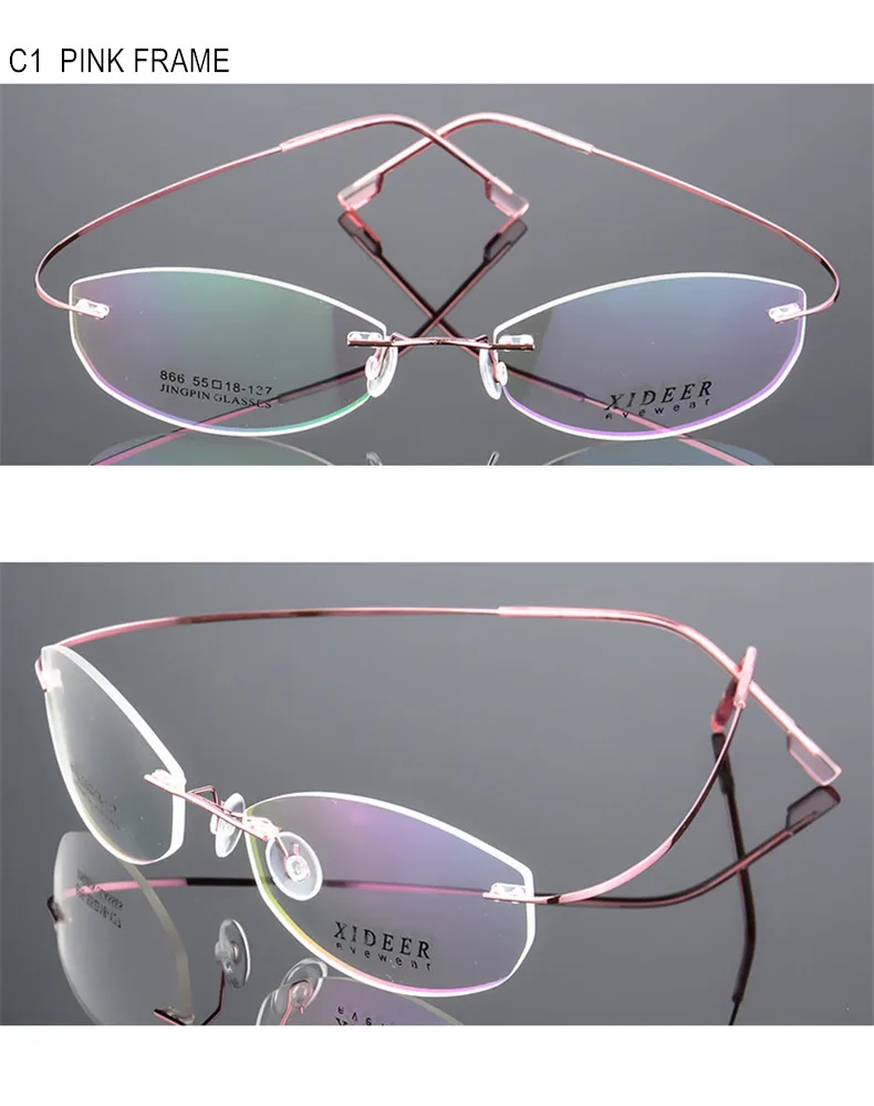 Randlose Brillen für Kurzsichtigkeit sphärisch -0.5 bis -8.0 zylindrisch -0.5 bis -2.0 Titanlegierungsgestelle für Damen und Herren Blaulichtfilter oder photochrome Gläser F093 – Detail 14