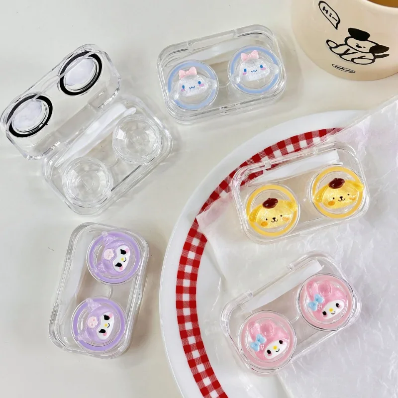 

Kawaii Sanrio Kuromi Contact Lens Case Cinnamoroll My Melody Pochacco Girl Heart Portable Color Contact Case Gifts Wholesale