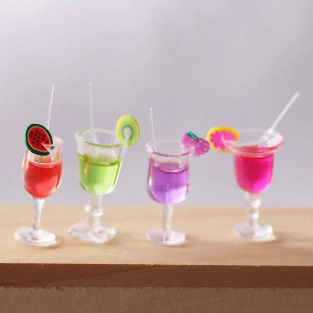 Trendy Colorful 1:12 Dollhouse Simulation Cocktail Glass Cup Fruit Fruit Juice Beverage Creative Dollhouse Accessories Girls