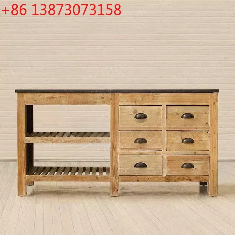 

American solid wood multi-functional antique restaurant Shimadai French simple cabinet